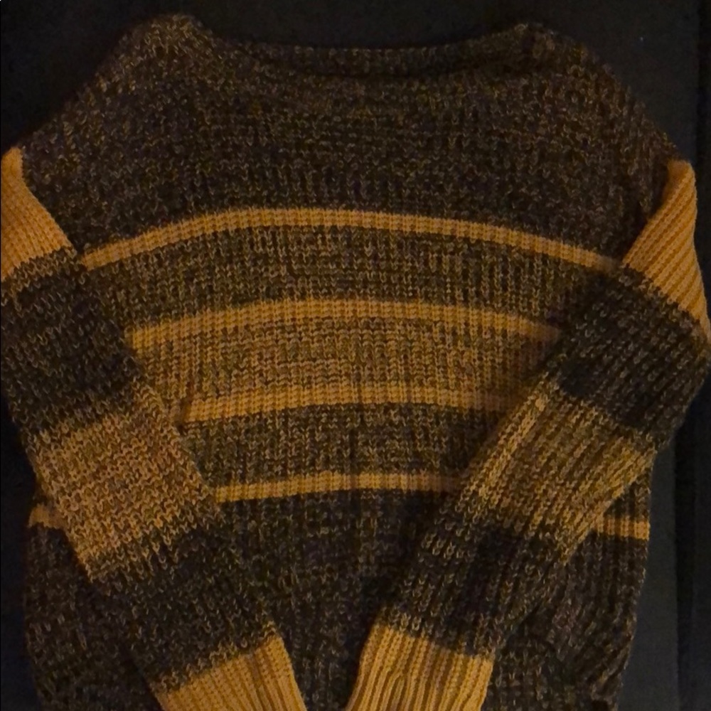 yellow and black stripped sweater